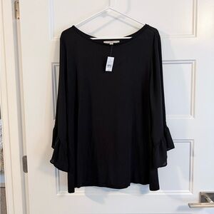 NWT LOFT Black Women's Top w/ Ruffled Cuffs, 16W